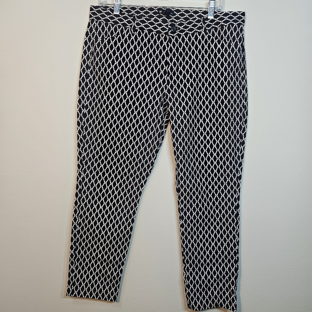 Gap Slim City Black & White Geometric Print Pants - Size 12R